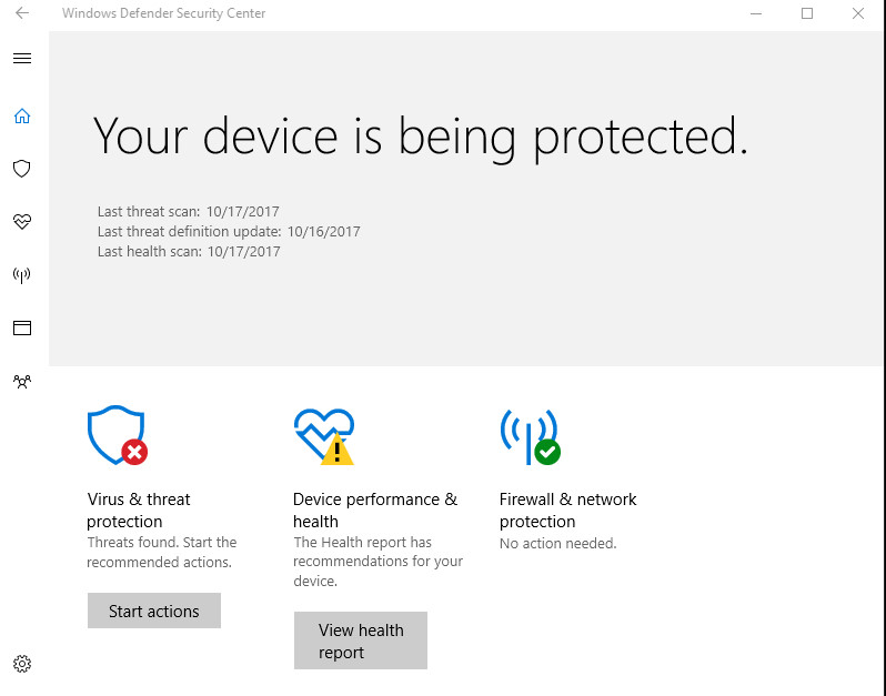 Windows Defender Security Centre - Microsoft Community