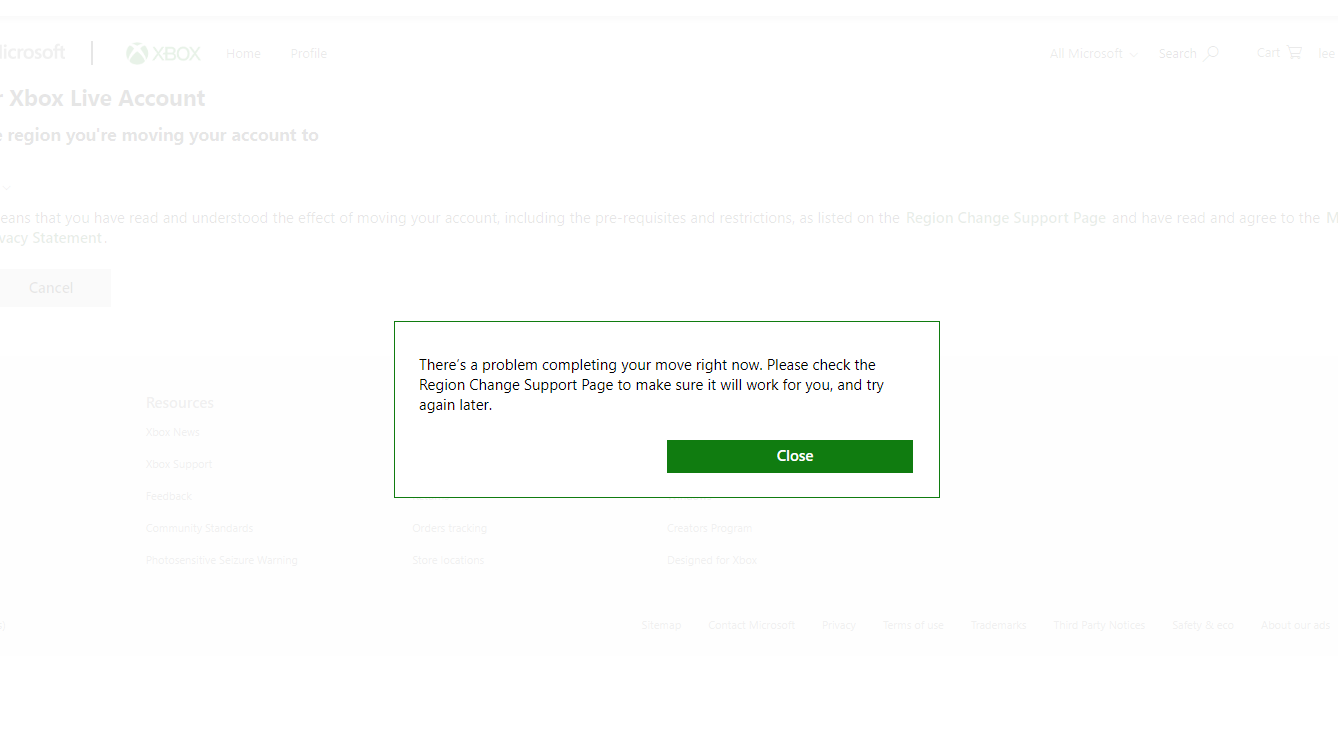 Codes don't work. It says its from a different region. - Microsoft