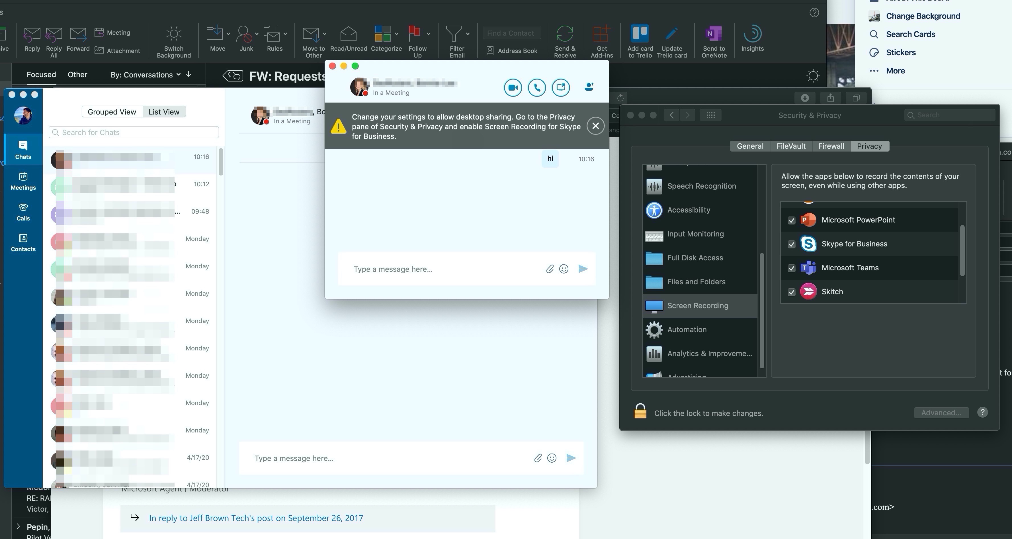 Skype For Business Screensharing Macos Catalina 10 15 4 Microsoft Community