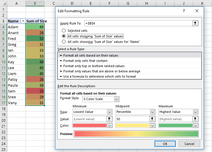 Refreshing data in pivot table removes color rules in conditional ...