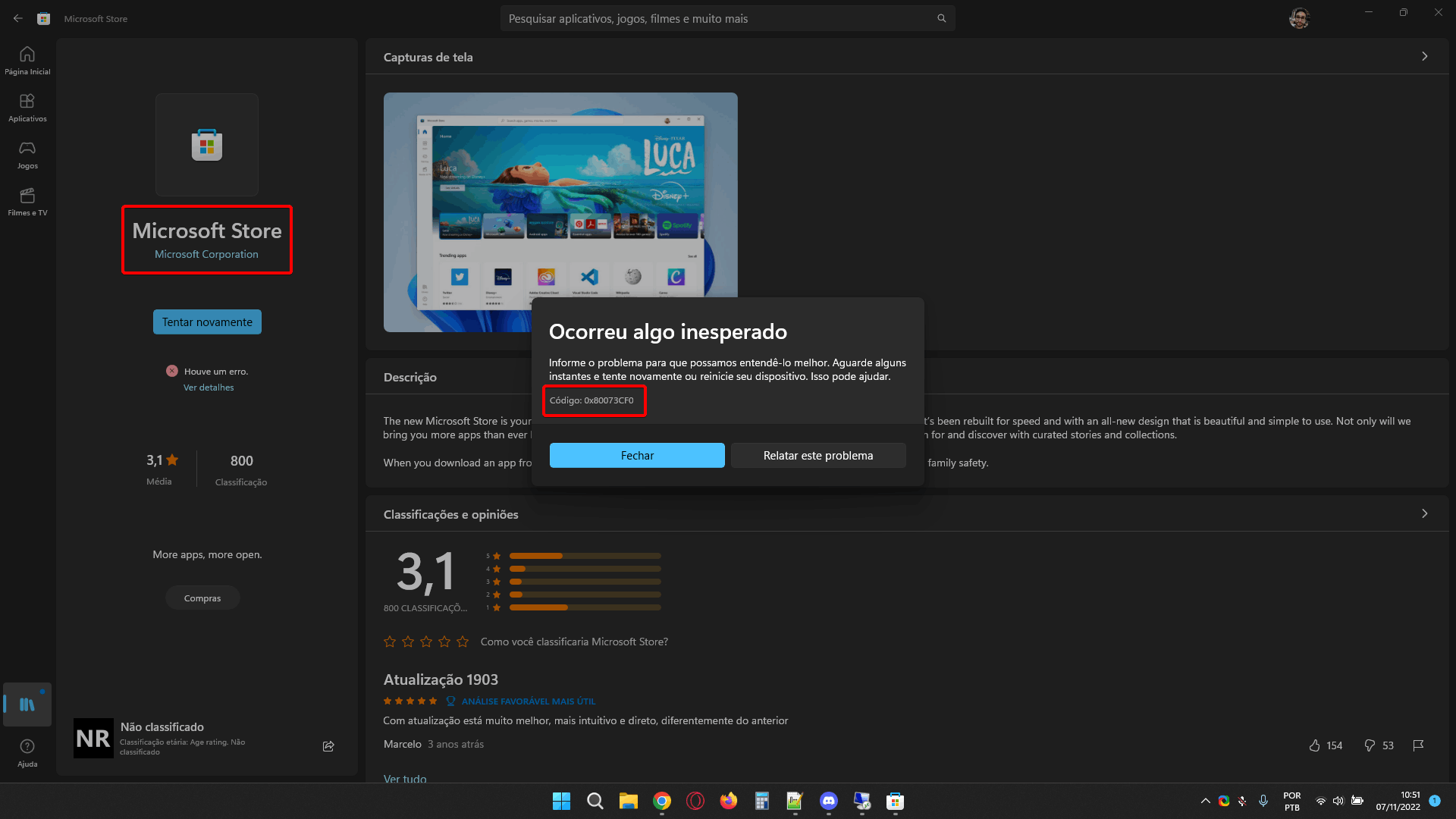 Está dando erro para baixar a atualização - Microsoft Community