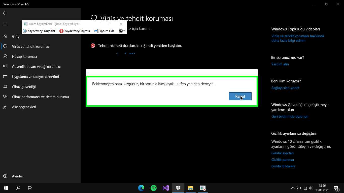 Windows Güvenliği Ve Güncelleme Sorunu Windows Microsoft Community 7815