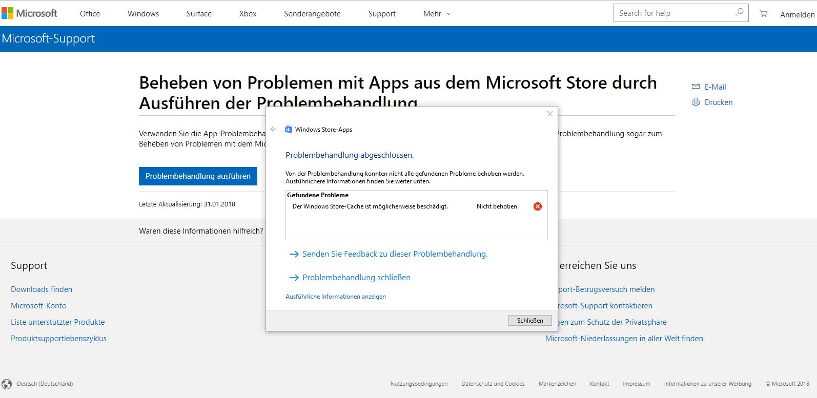 Microsoft Store und Foto App's sind nach einem Update nicht mehr verfügbar
