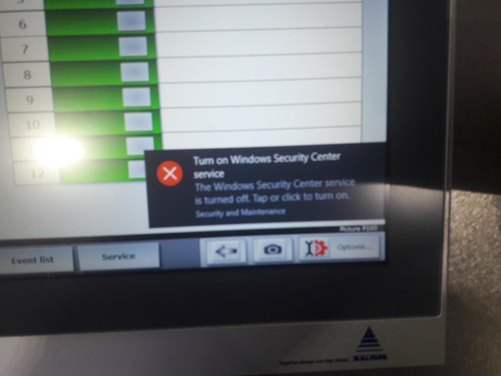 Windows 10 Turn on Windows Security Center service
