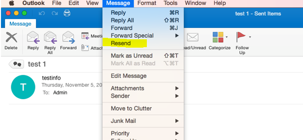 Resend Message In Outlook 2016 For Mac Microsoft Community