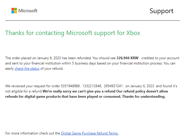 Microsoft store deals game refund policy