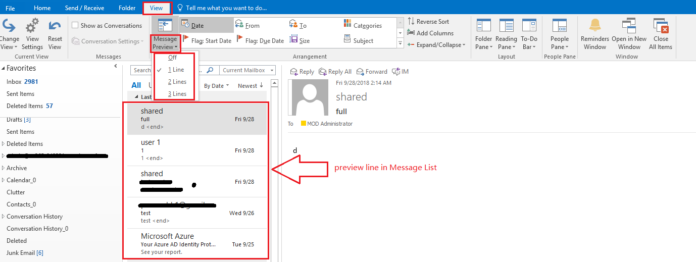 Changing Email Preview In Outlook App Microsoft Community