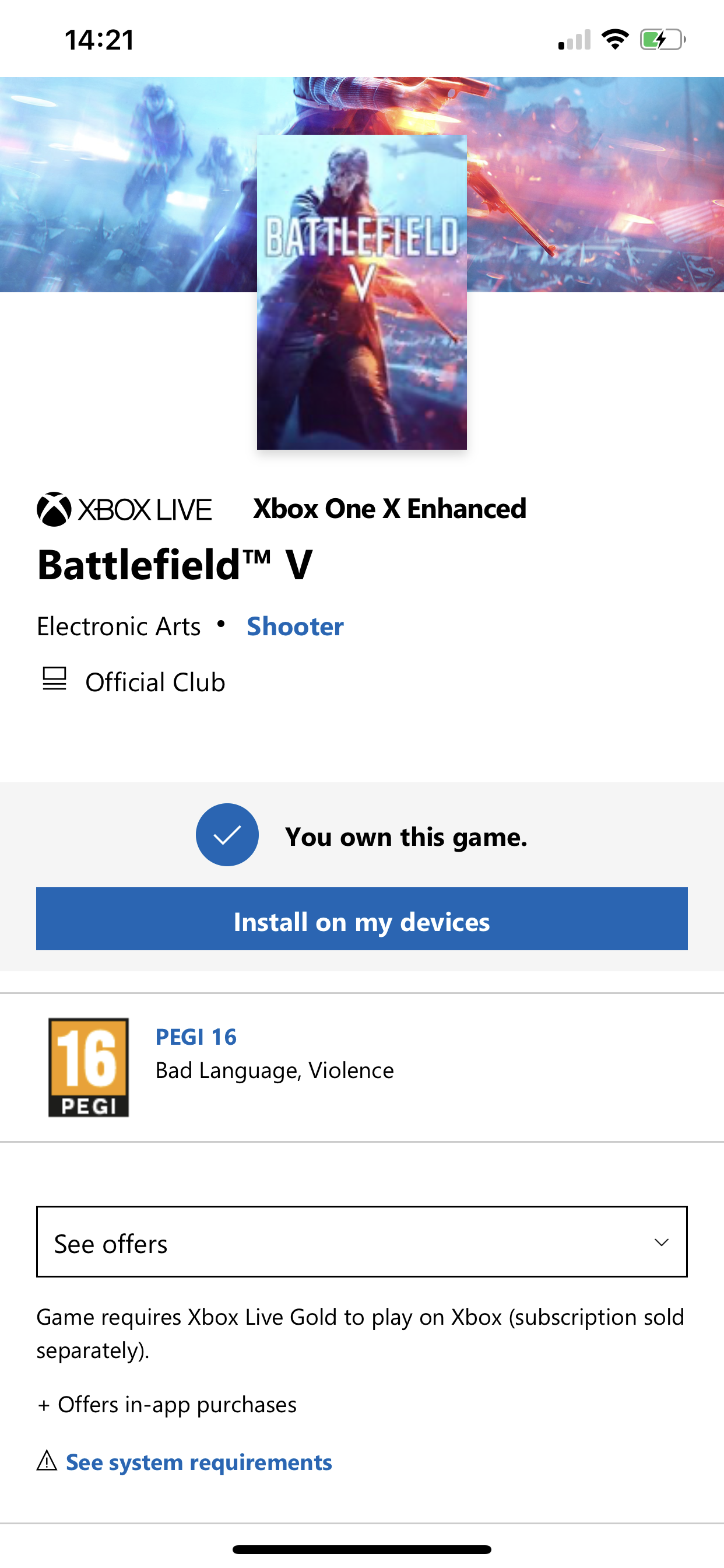 Battlefield 5 best sale xbox one store