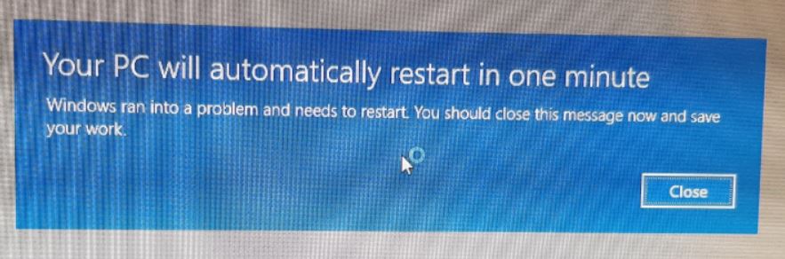 Your Pc Will Automatically Restart In One Minute. Error On Windows 10 ...