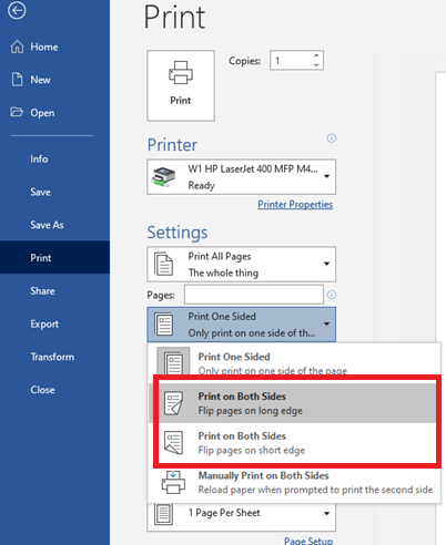 Print Both Sides Instructions window disappears if I click anywhere ...