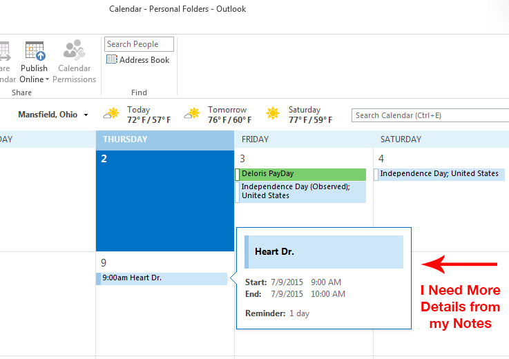 I Can't See ALL Details When Hovering Over Outlook Calendar Microsoft