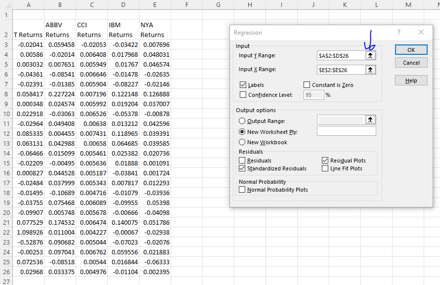 Running a regression analysis with multiple Y variables