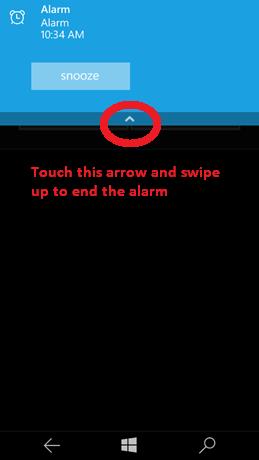 Wie kann ich auf Windows 10 TP Phone den Alarm ausschalten?