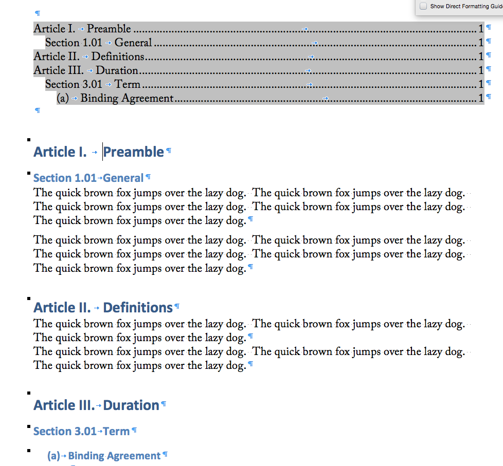 How to Create a Table of Contents with Paragraph Style 