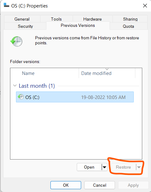 How to bring back the restore button over here? - Microsoft Community