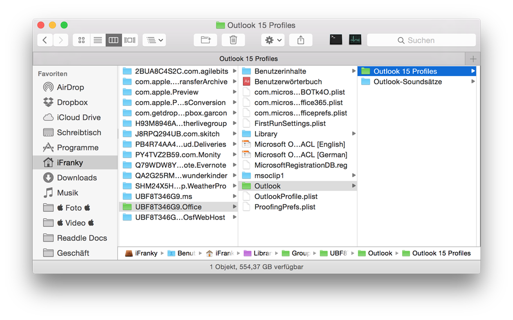 Library group containers outlook mail