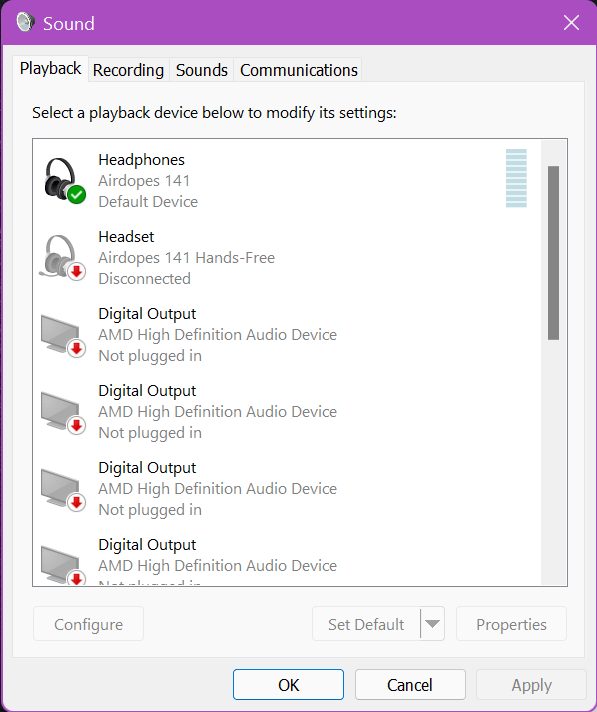 Fix for bluetooth headphones or speaker using hands-free audio when -  Microsoft Community