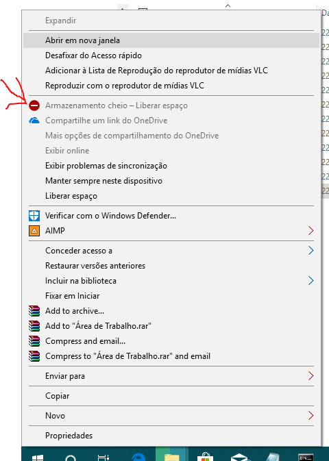 X vermelho em fotos no Windows 10 e falha ao mover arquivos da