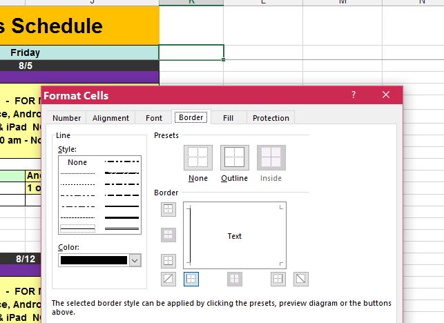 Border line showing up across spreadsheet that isn't there - Microsoft