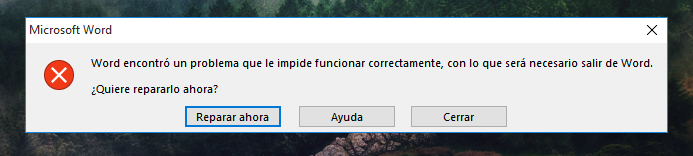 Office no abre - Word encontro un problema que le impide funcionar -  Microsoft Community