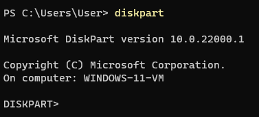 diskpart assign volume name
