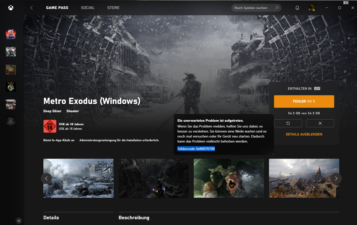 Xbox Beta Game Pass PC Fehlercode 0x80070780 [Translation ...