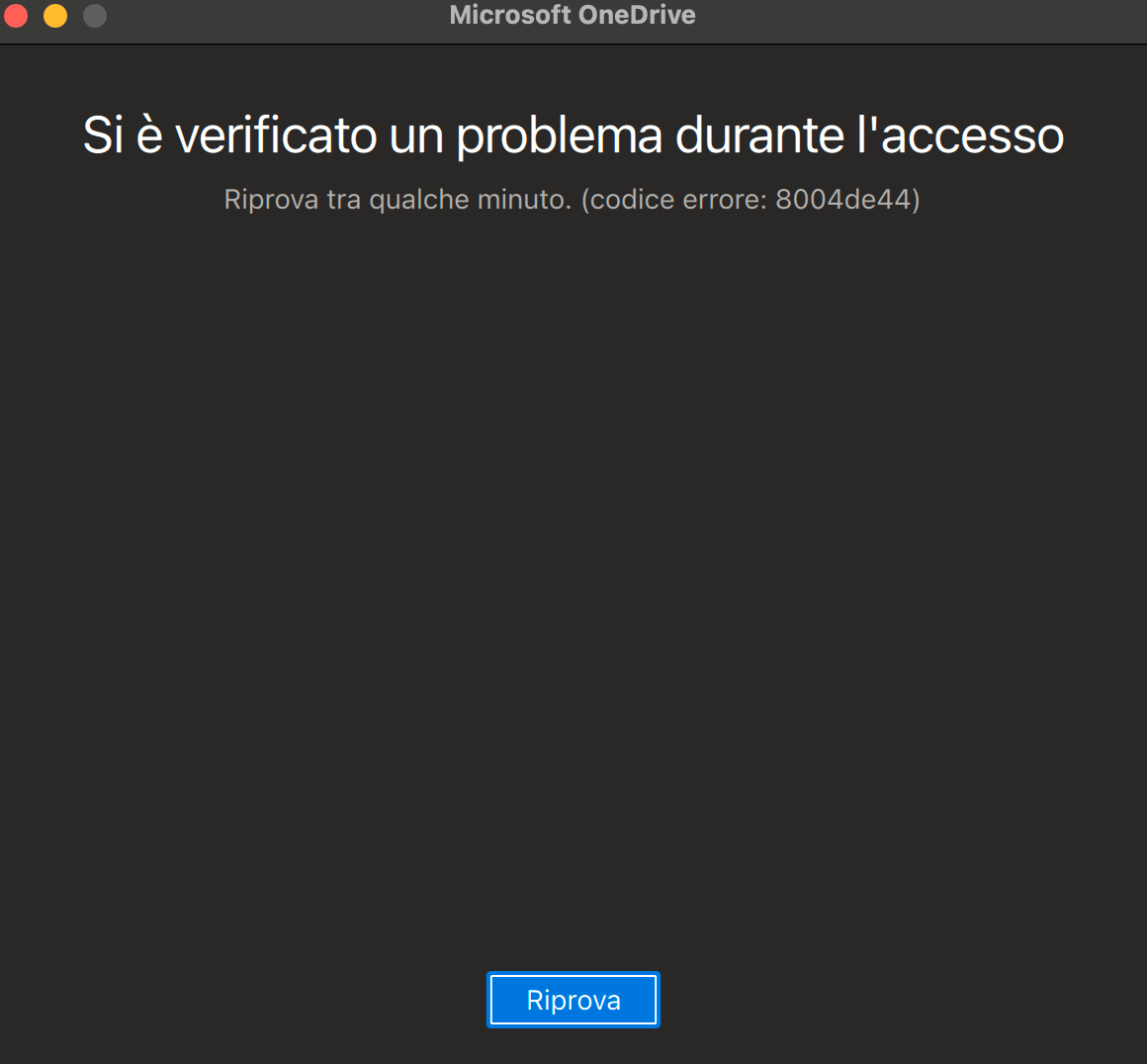 Error 8004de44 Onedrive Mac - Microsoft Community