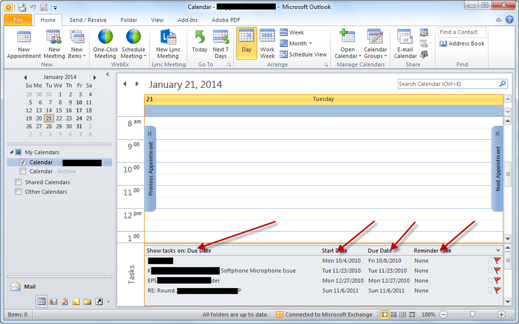 Outlook 2010 Daily Task List Tasks On Calendar Microsoft Community