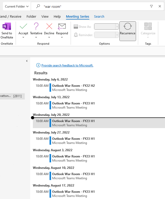 Outlook Calendar Search Not Working 