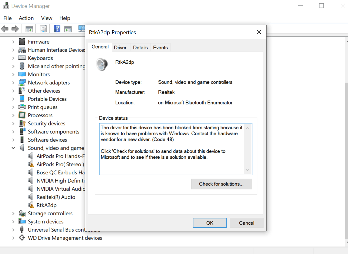 Windows 10 Bluetooth Connection Issue: RtkA2dp Software Uninstalled ...