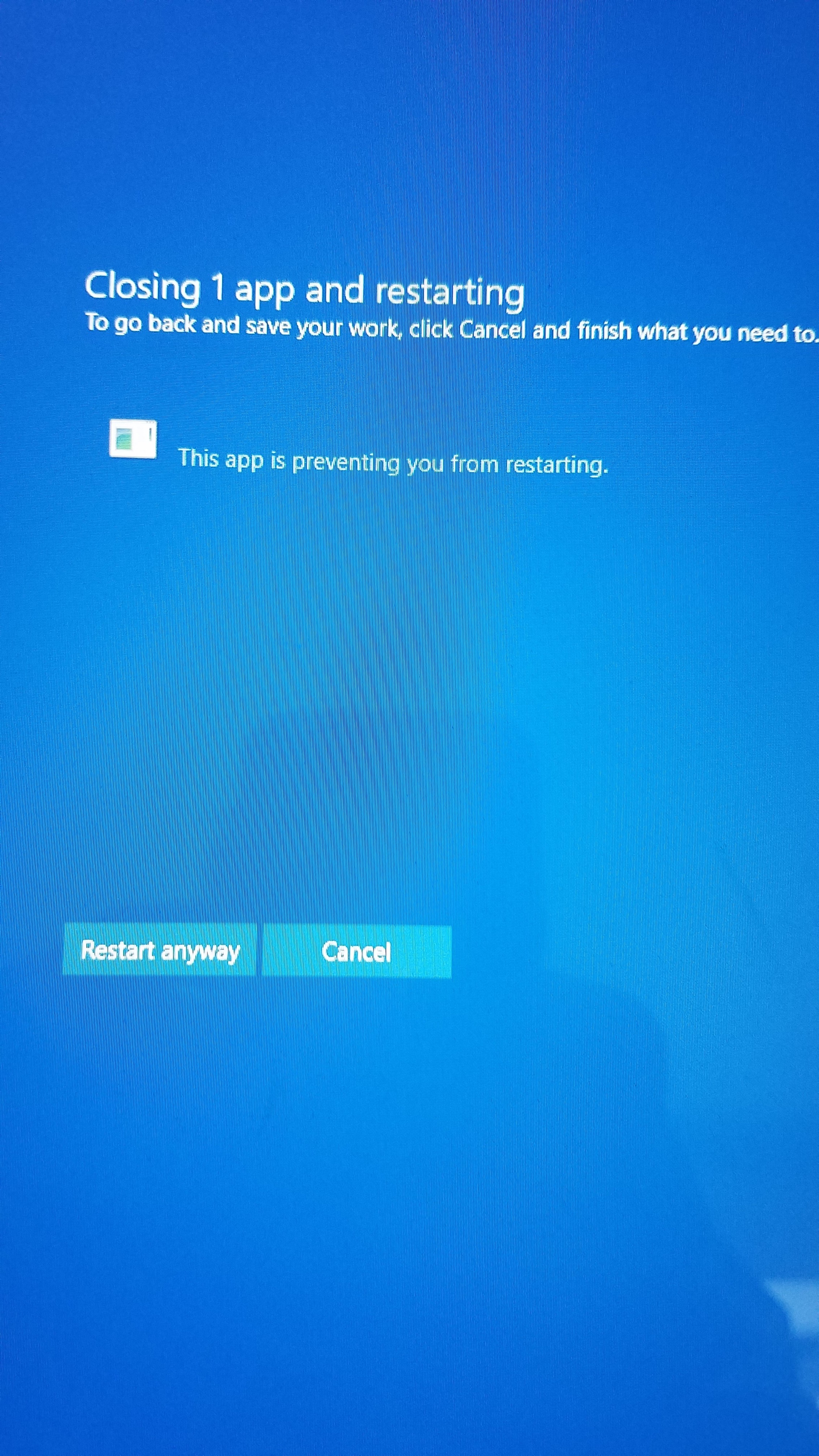 Phantom app preventing restart or shutdown on Windows 10 - Microsoft ...