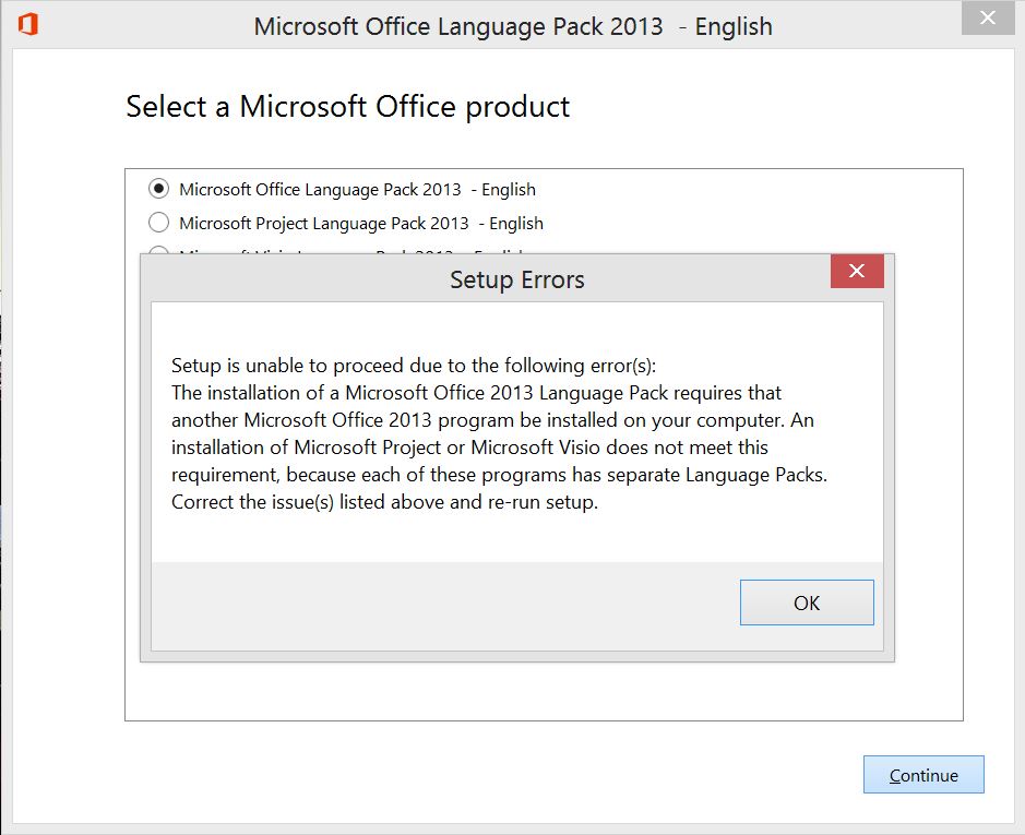 Polite time table Extra Office 2013 Language Pack (English) がインストールできません。 - Microsoft コミュニティ