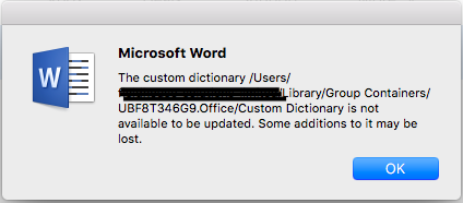 Office custom dictionary location