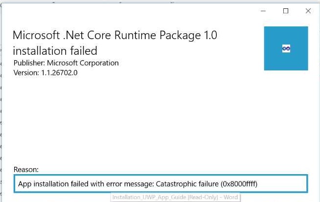 Microsoft Net Core Runtime Package 1 0 Installation Failed With Microsoft Community