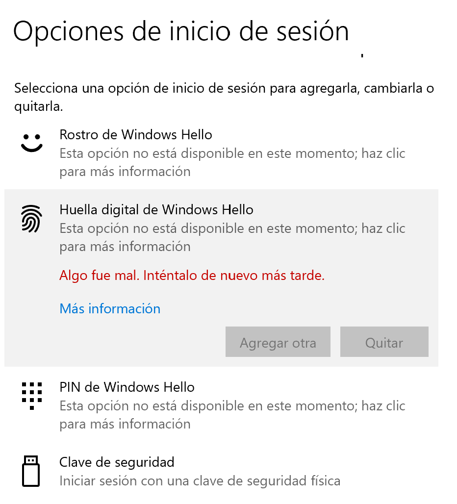 Windows Hello No Funciona Microsoft Community