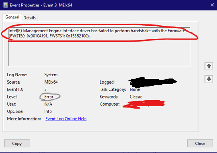 Intel management engine interface #1