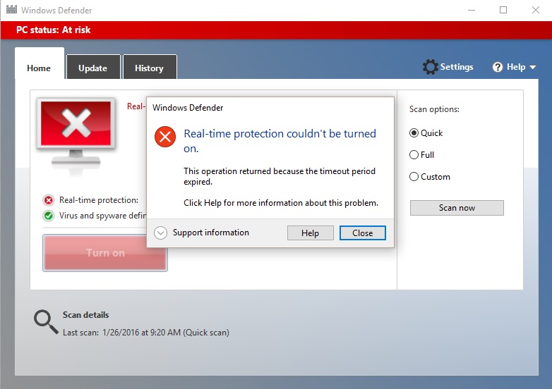 My Windows Defender Won T Turn On