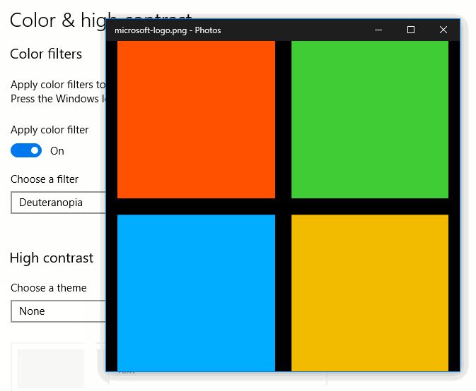 How to change the colours using colour filters in Windows 10