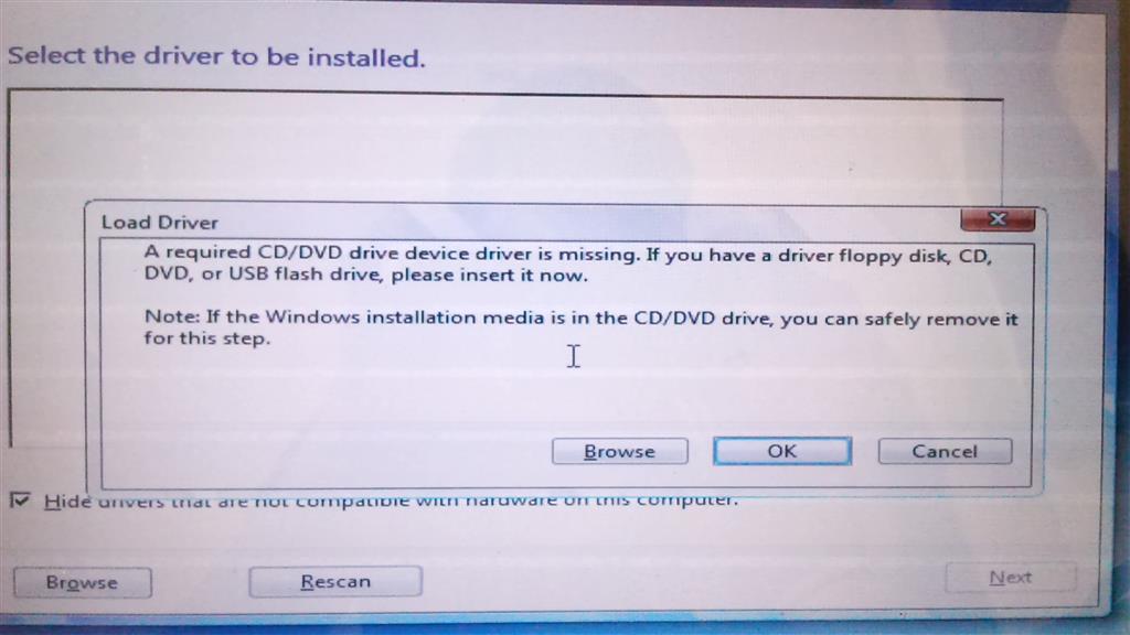 så Bordenden ly A required CD/DVD drive device driver is missing" error - Microsoft  Community