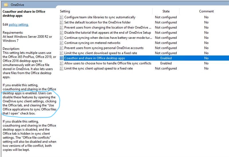 Group Policy Setting "Coauthor and share in Office desktop - Microsoft