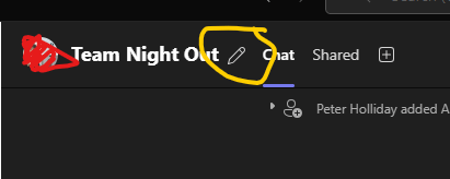 teams rename group chat no pencil