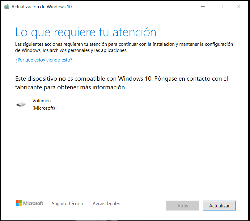 No Puedo Actualizar Mi Equipo A La Versión 20h2 De Windows 10 Microsoft Community 3387