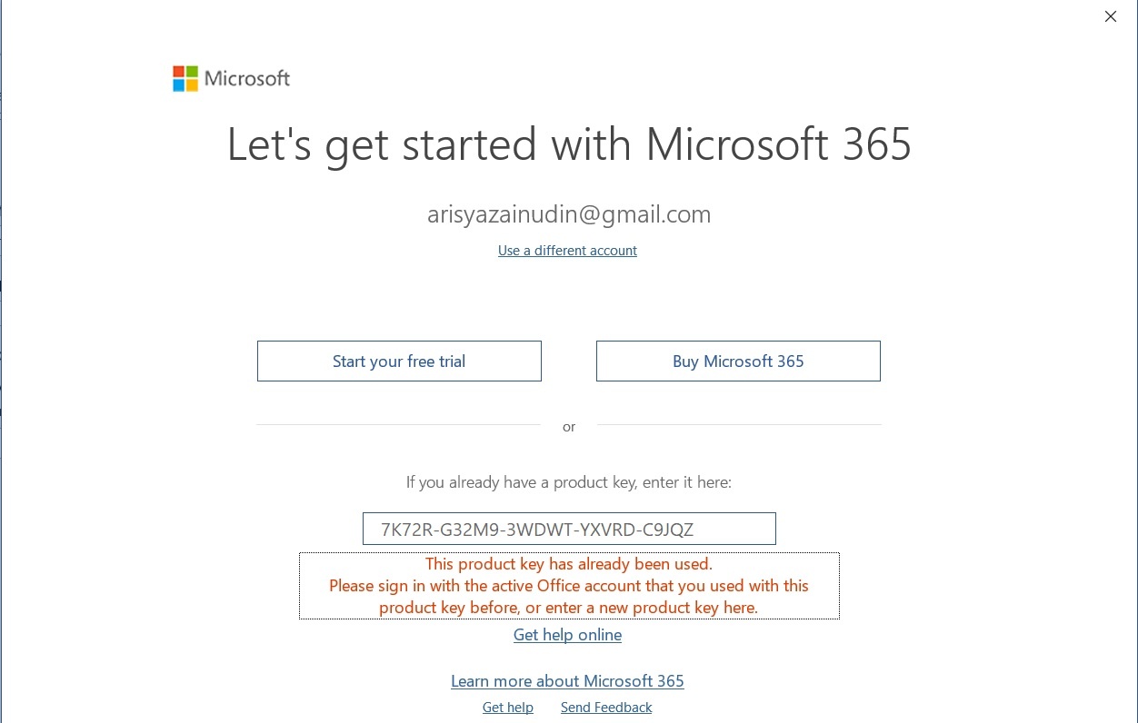 Product Key have been used - Microsoft Community