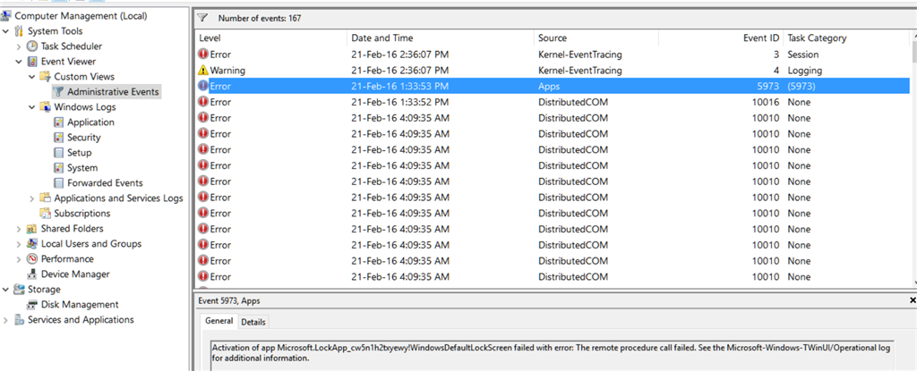 Lots of Error in Administrative Events, WHY??? - Microsoft Community