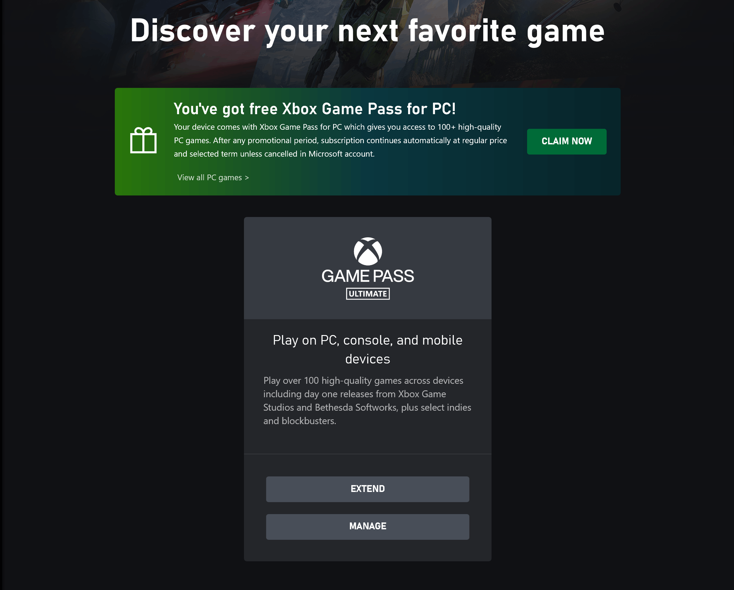 Free Gamepass Notification in Windows 11 Xbox App Microsoft