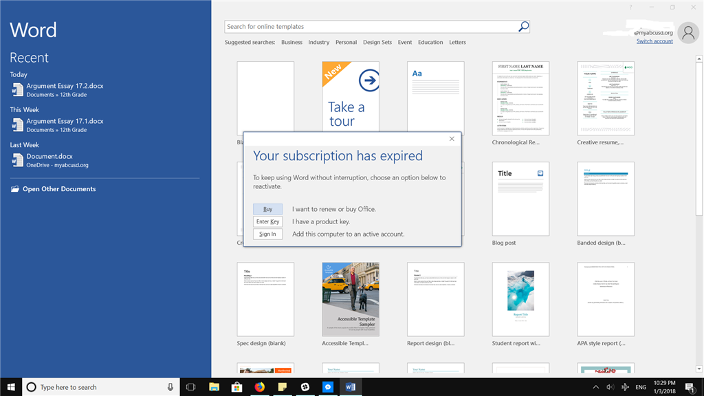 Subscription Expired Message - Microsoft Community