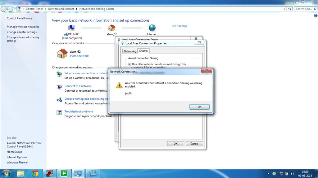 Ошибка internet connection sharing cannot be enabled a lan connection