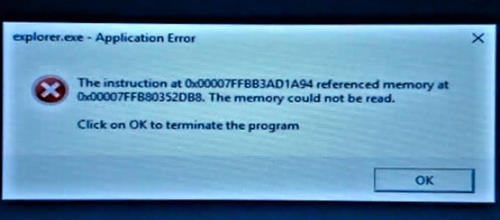 Fix “Instruction at Referenced Memory Could Not Be Read” Errors