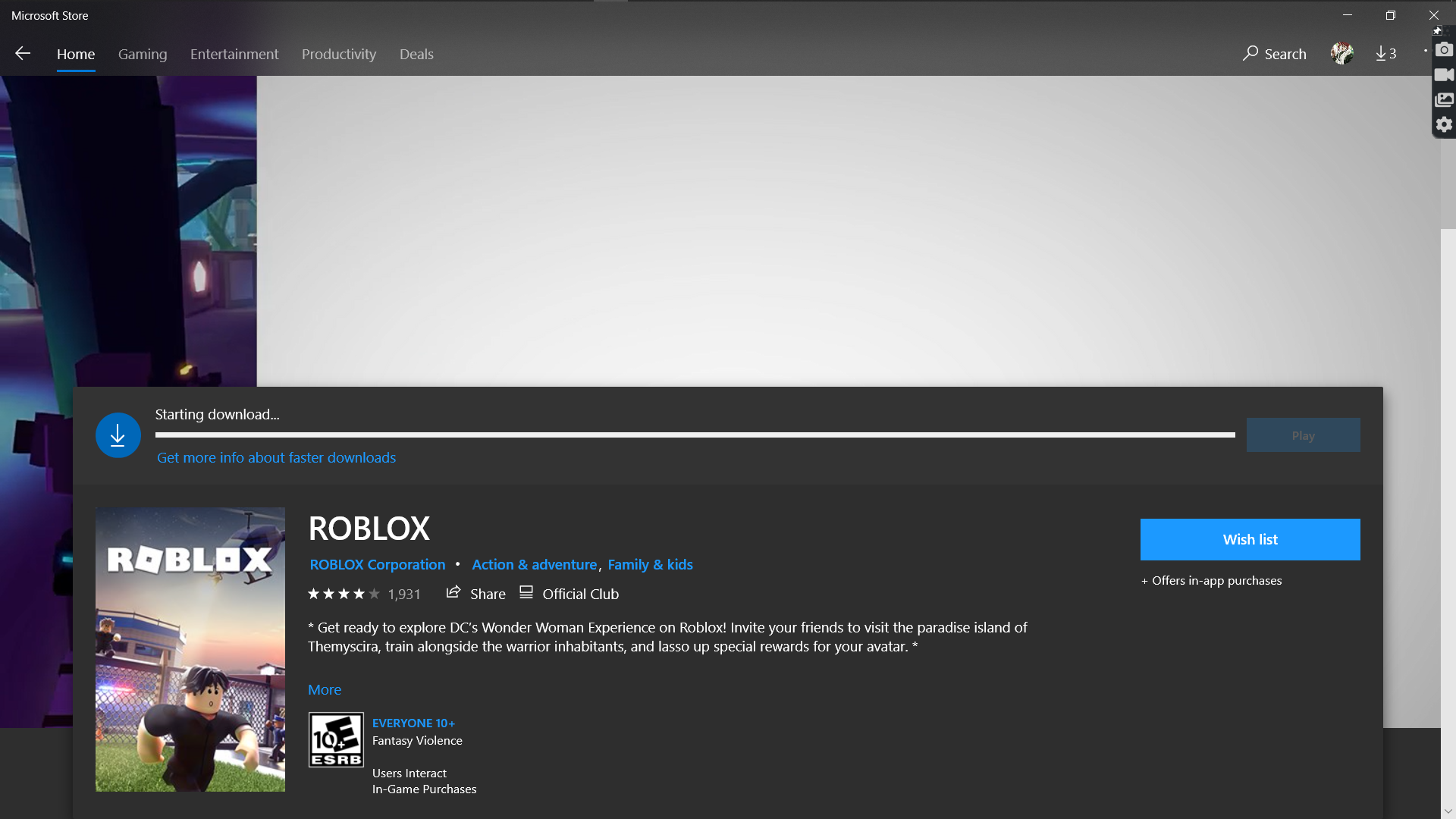 Roblox not downloading from microsoft store - Microsoft Community