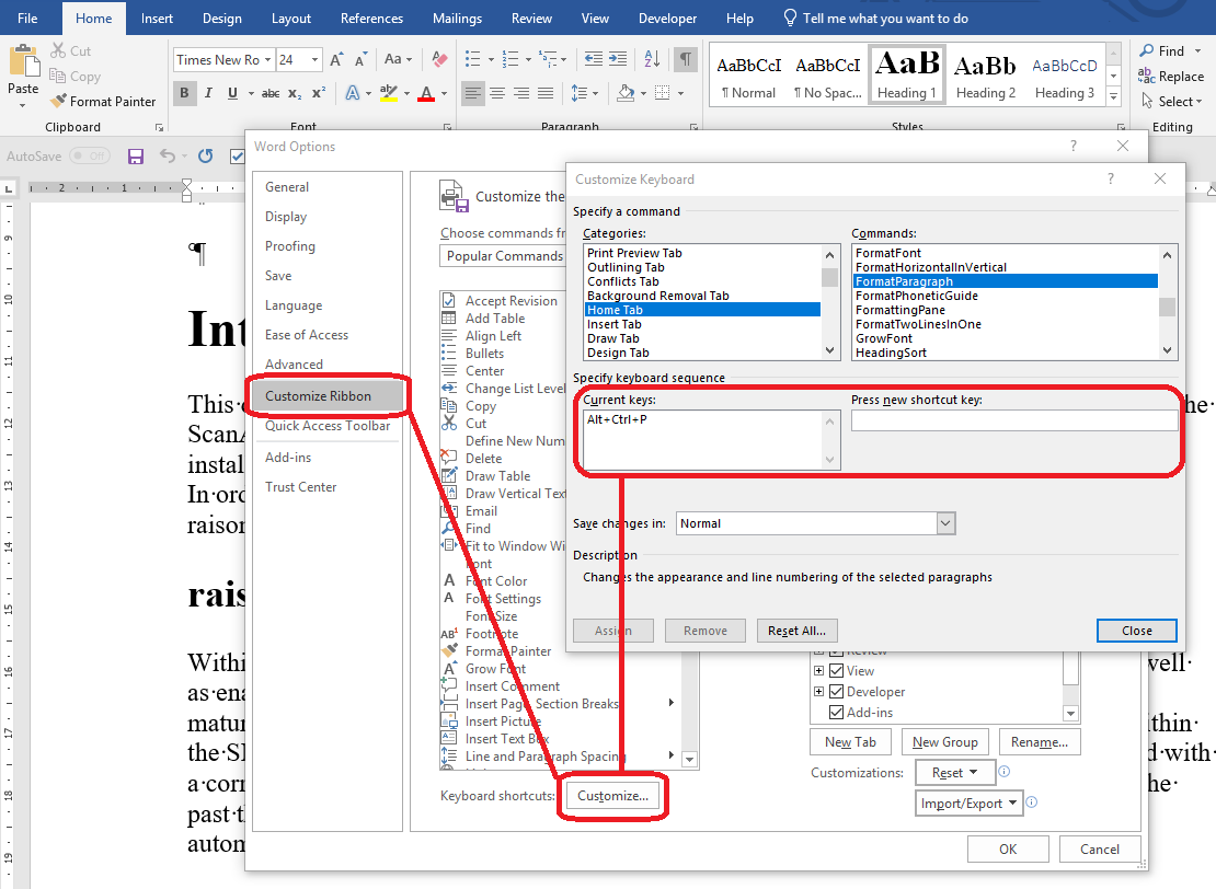 Word 365 customized keyboard shortcuts disappearing - Microsoft Community